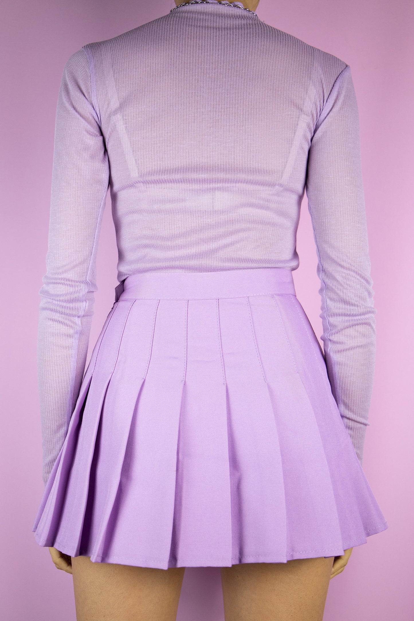 Vintage 90's Lilac Pleated Mini Skirt - XXS