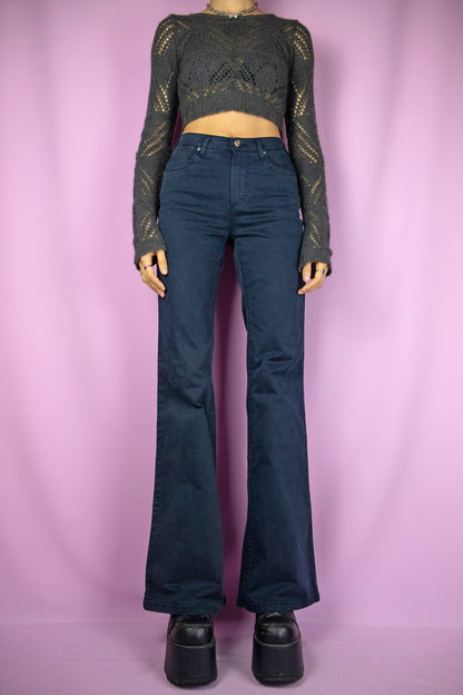 Vintage Y2K Dark Blue Flare Jeans - XS
