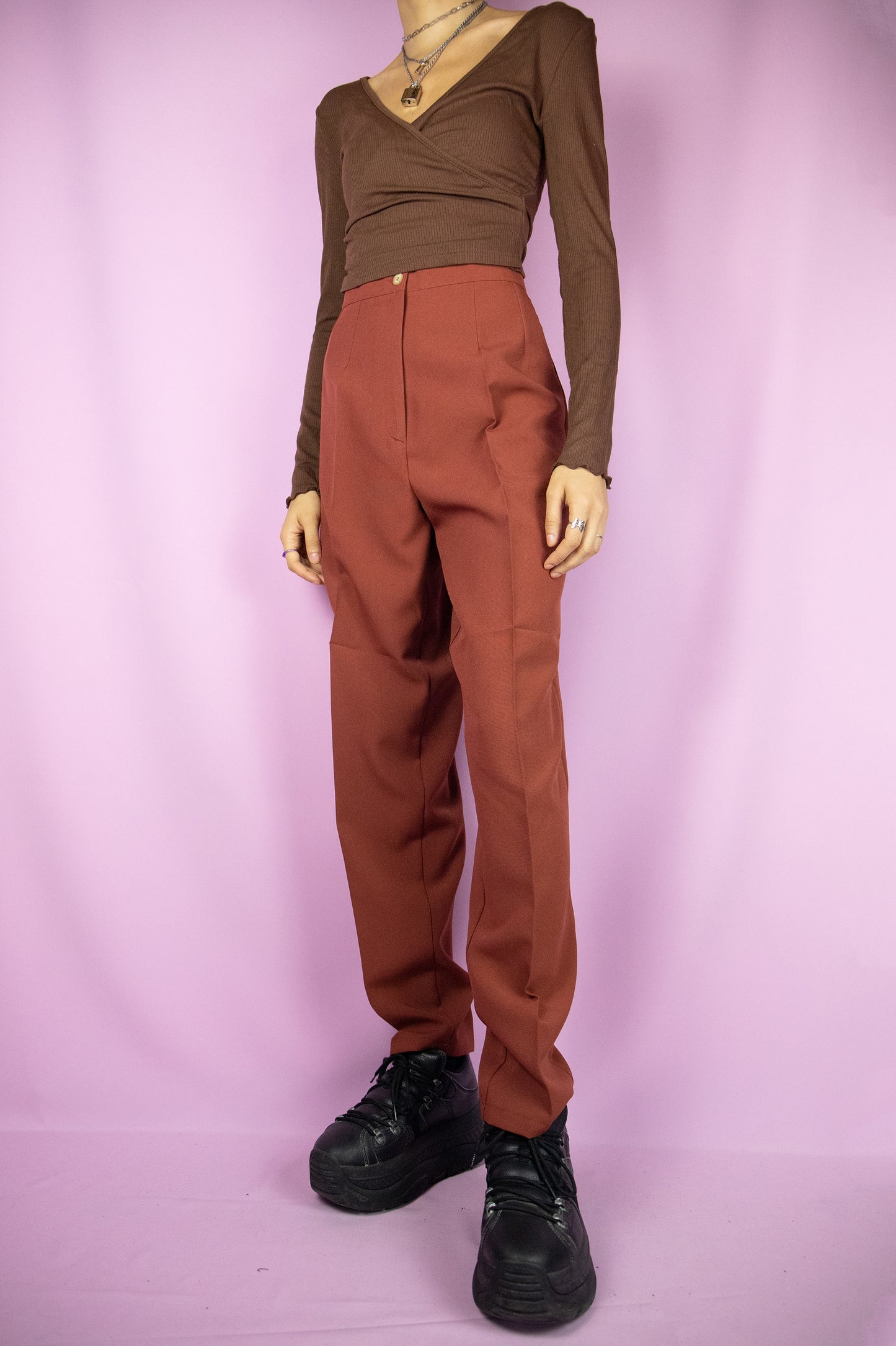 Vintage 90's Maroon Pleated Pants - L