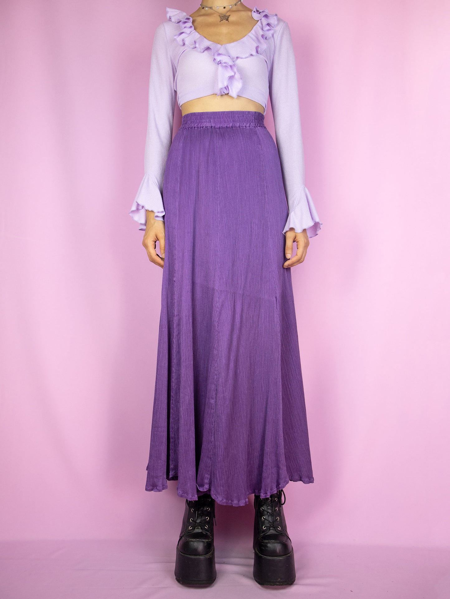 Vintage 90's Purple Pleated Maxi Skirt
