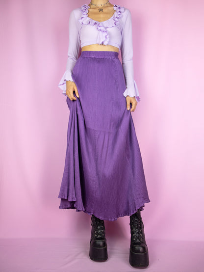 Vintage 90's Purple Pleated Maxi Skirt - S/M
