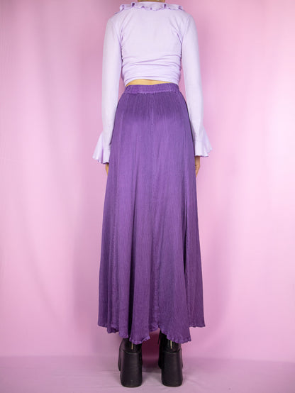 Vintage 90's Purple Pleated Maxi Skirt - S/M